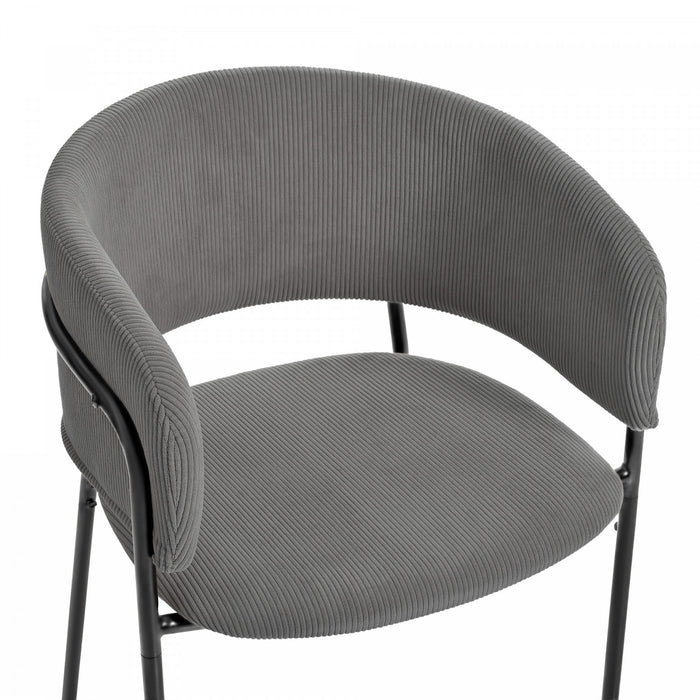 Ethan Ensemble de 2 chaises d’appoint modernes avec assise en velours cotele, pieds inclines et pieds reglables, gris