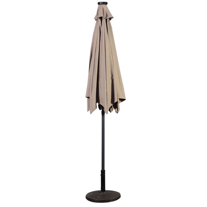 Costway Parasol solaire de patio 9FT avec LED, acier, inclinaison avec manivelle, exterieur