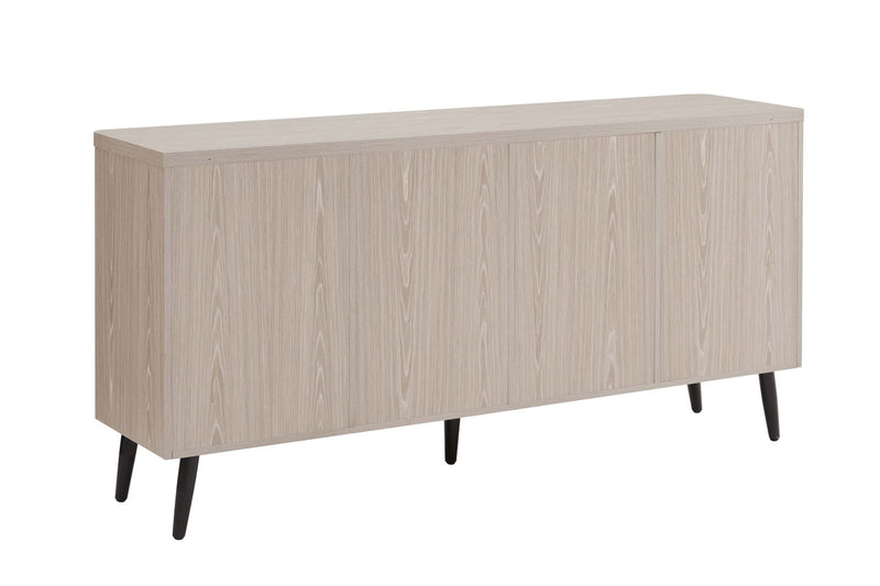 Buffet Jodie style milieu du siecle de 165 cm a rainures, chene blanchi