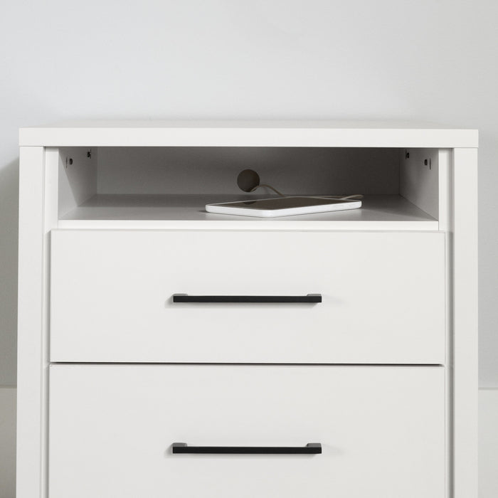 Gravity Table De Chevet 2 Tiroirs - Blanc Solide