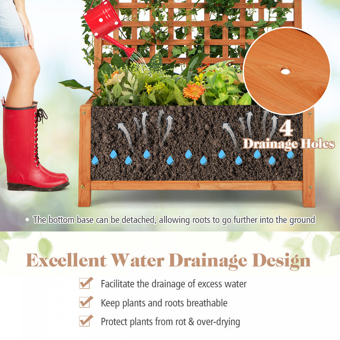 Costway A Eleve Le Conteneur Des Plantes D'escalade De La Boite Du Planteur De Lit De Jardin Avec Trellis & Toit Suspendu