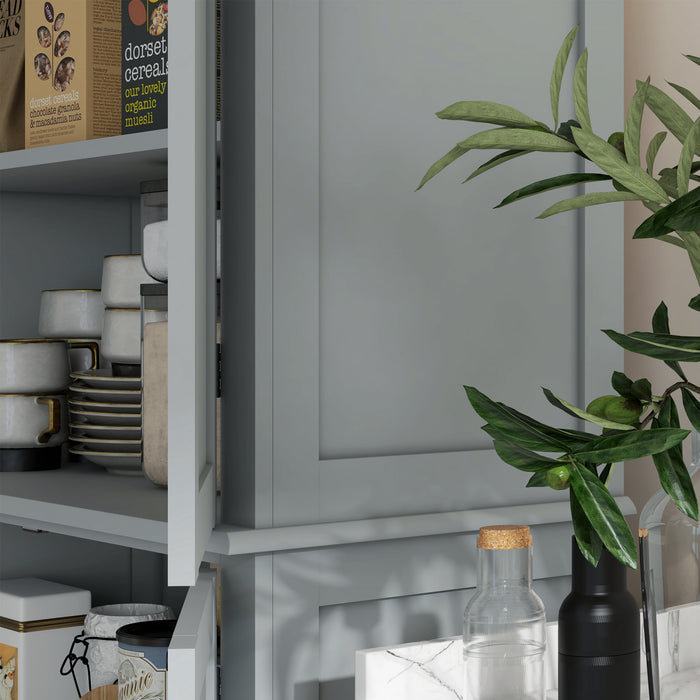 HOMCOM Garde-Manger Cuisine 4 Portes Autoportant Etageres Gris