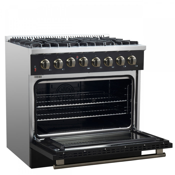 Cuisiniere a double combustible Galiano de 36 po, noire, 5,36 pi³ - FFSGS6156-36BLK