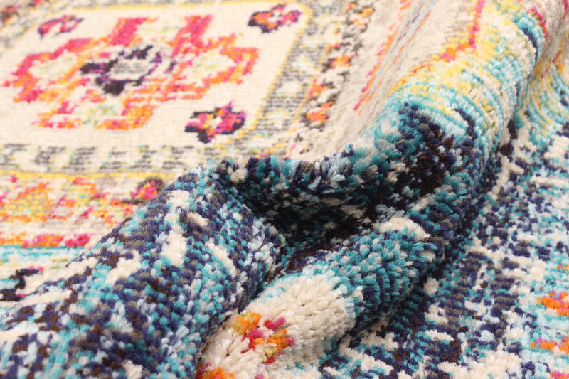 Tapis Traditionnel Lotus 5'0\" x 8'0\" en Bleu marin
