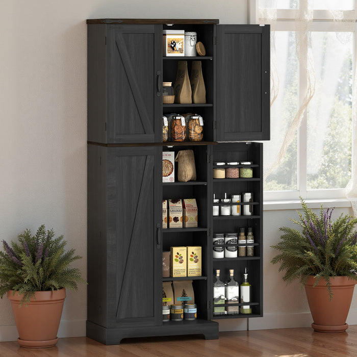 HOMCOM Armoire de cuisine, garde-manger de 64 po avec tablettes reglables