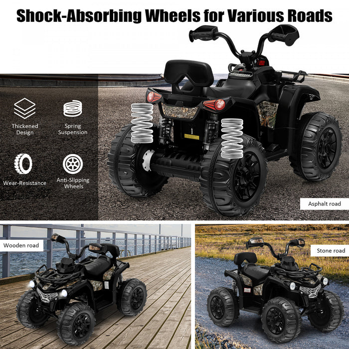Costway 12v Enfants Rouler Sur Atv Electrique 4 Roues Quad 2 Vitesses W / Mp3 & Phares Noir