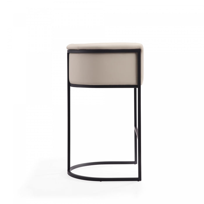 Tabouret de bar rembourre en metal style cosmopolite mi-siecle moderne, creme - Lot de 2