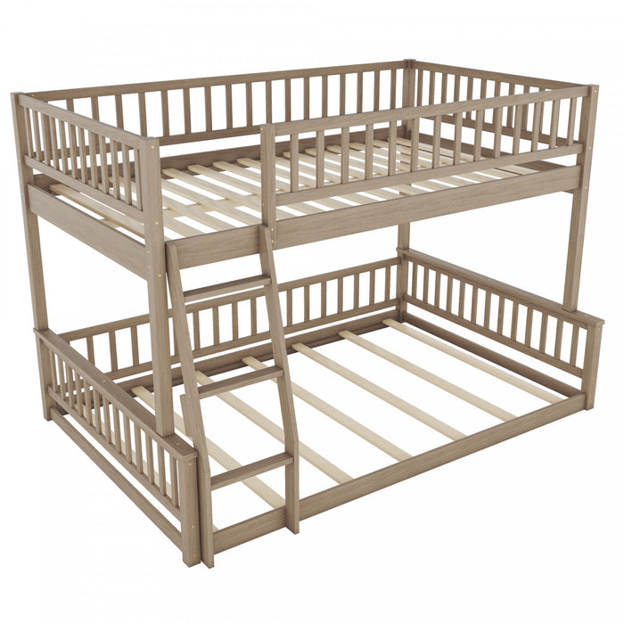 Sabrina – Lit Superpose Convertible En Bois Massif, Format Full Xl Sur Queen Avec Echelle – Noyer