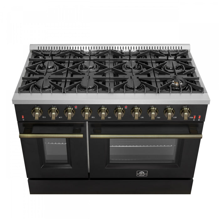Cuisiniere a gaz Galiano de 48 po en noir, 6,58 pi³, doubles fours - FFSGS6244-48BLK
