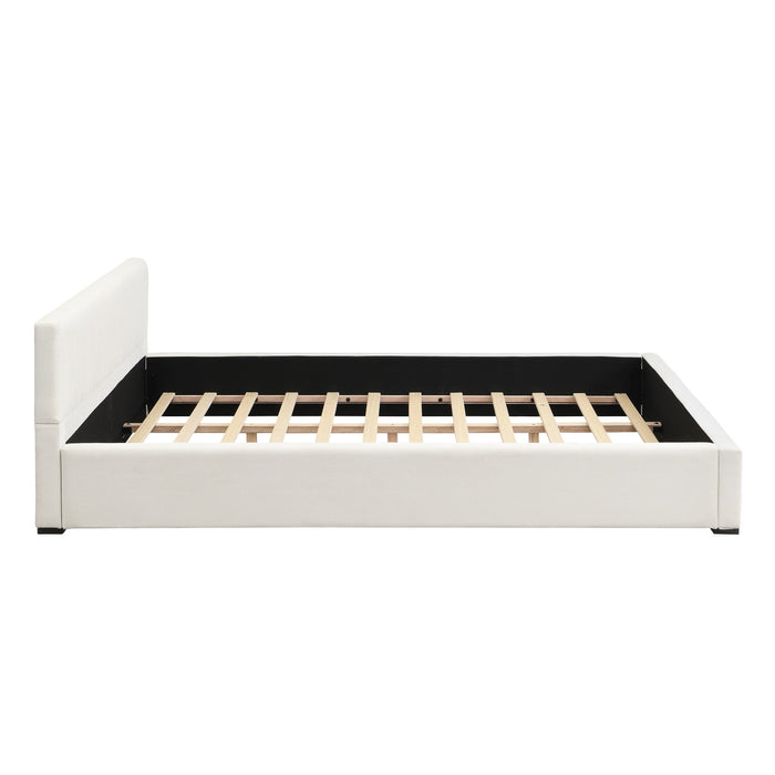 Charlotte Lit elegant avec revetement a bord large, Taille Queen, Beige