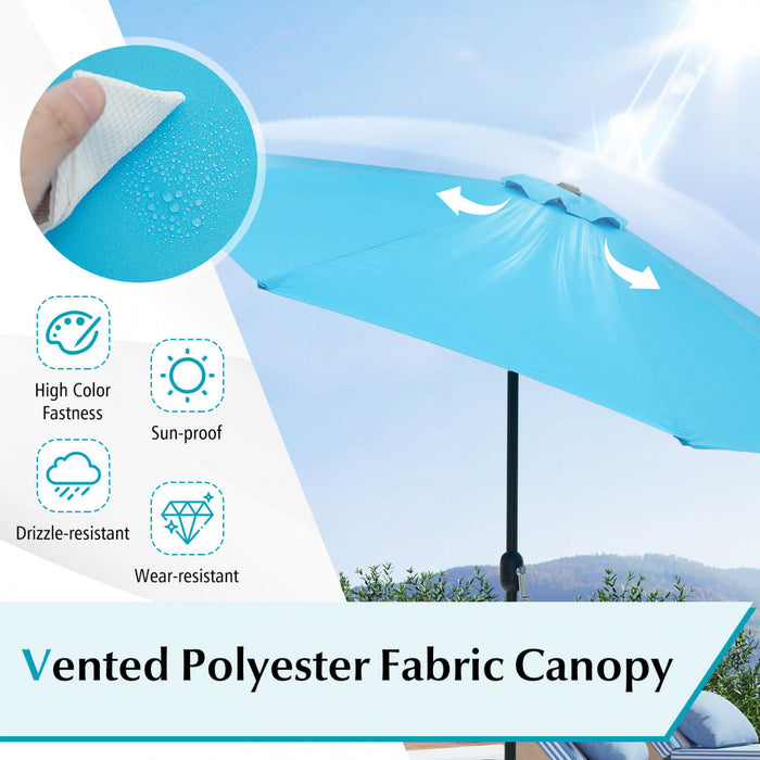 Costway Parasol de Patio 10FT Marche d'Ombre Solaire en Acier Incline avec Mecanisme d'Inclinaison et Manivelle