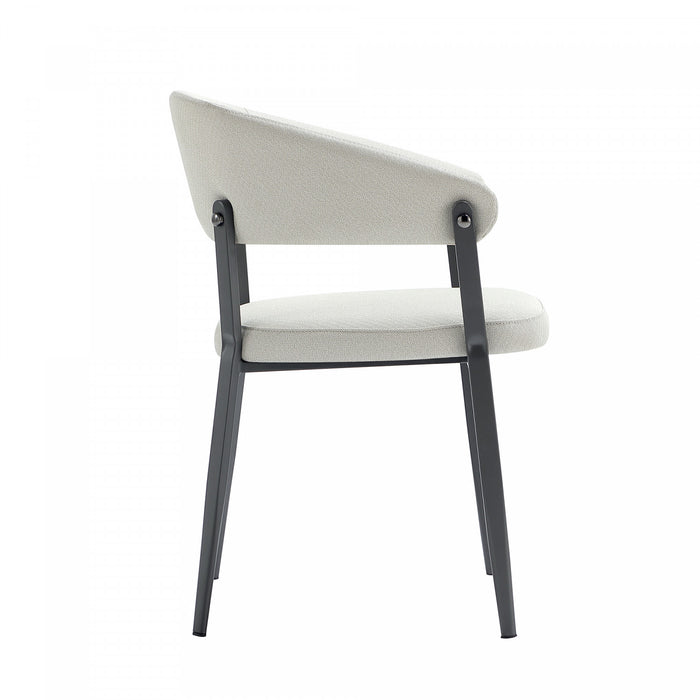 Chaise de salle a manger moderne en metal et tissu Belle, couleur flocon d’avoine - Lot de 4
