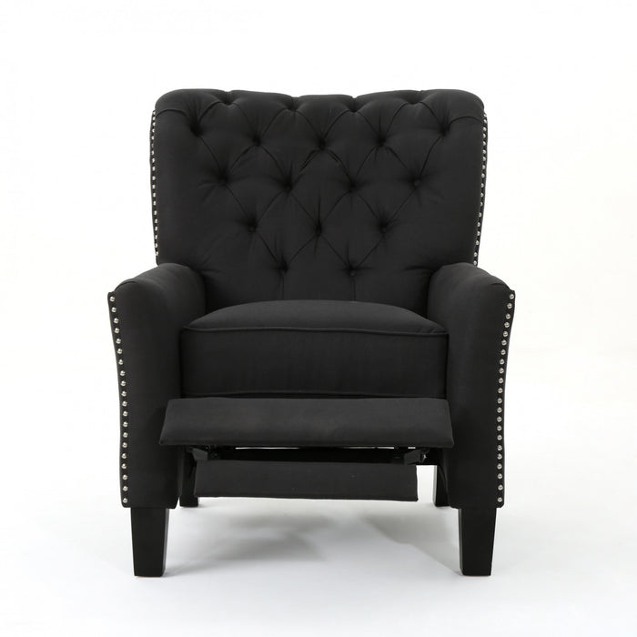 Lily Fauteuil Relax Inclinable A Dossier Inclinable En Tissu Aspect Lin Avec Clous Decoratifs, Gris Fonce Antique