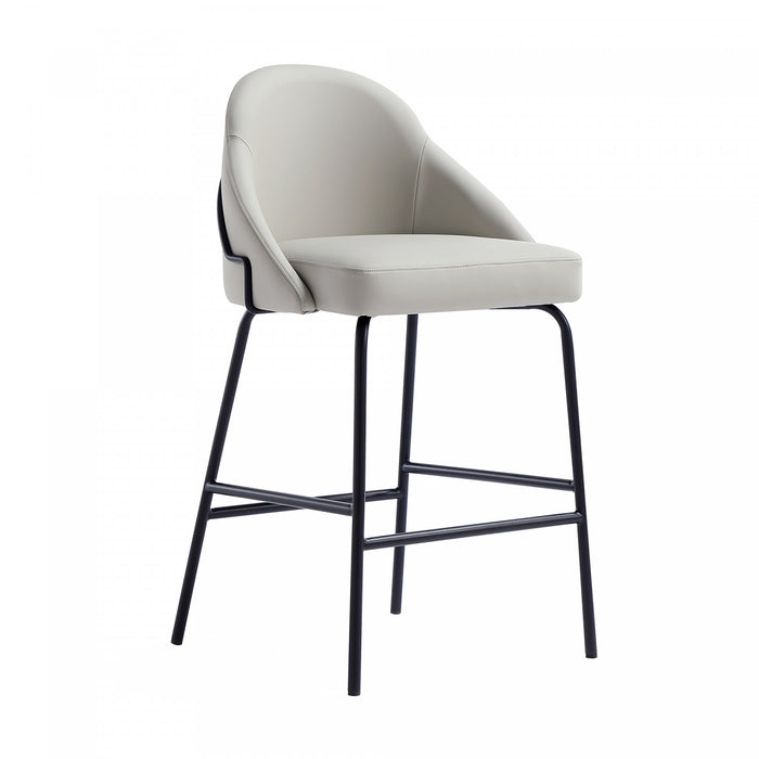 Tabouret de comptoir moderne en metal et tissu Gracie, gris pierre et noir - Lot de 2