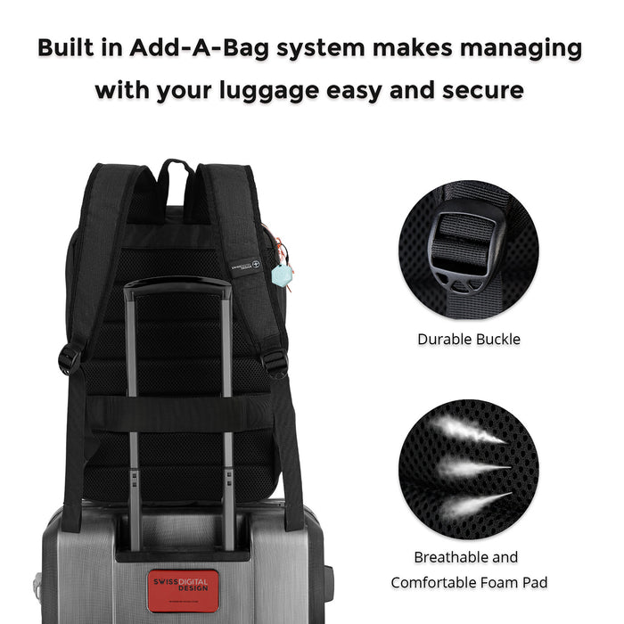 Sac a dos intelligent Swissdigital Design KATY ROSE - Rucksack avec port de chargement integre - Noir