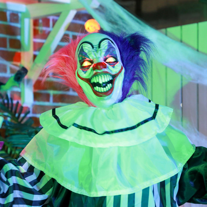 Outsunny decoration d'Halloween taille reelle 173 cm, clown anime avec mouvements