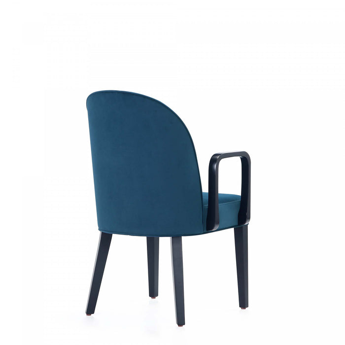 Fauteuil moderne en bois Hillman avec accoudoirs et revetement bleu - Lot de 2