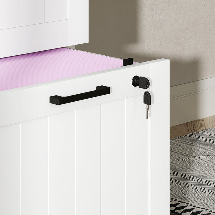HOMCOM Classeur a 3 tiroirs avec serrure pour lettre A4, Blanc