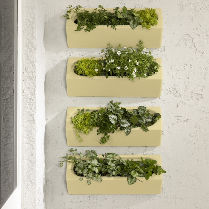 Ensemble 4 jardinières murales Dalya pour l'extérieur - jaune pâle