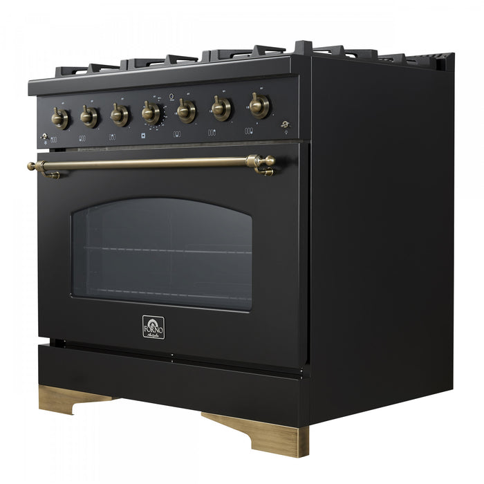 Cuisiniere a gaz autonome Antico de 36\", noire, avec four a convection – FFSGS6219-36BLK
