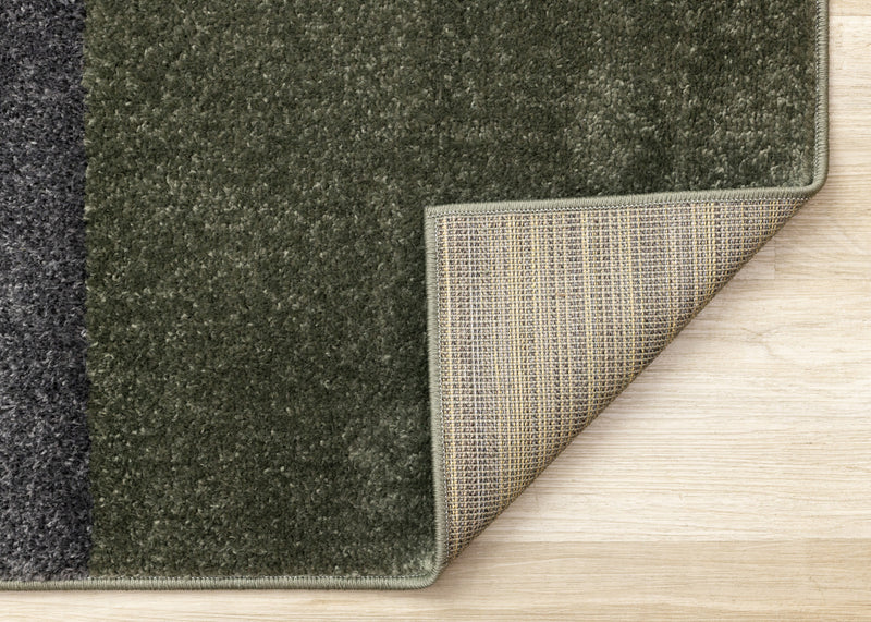 Carpette moderne Marley verte, grise et blanche à motif géométrique - 7 pi 10 po x 10 pi 6 po