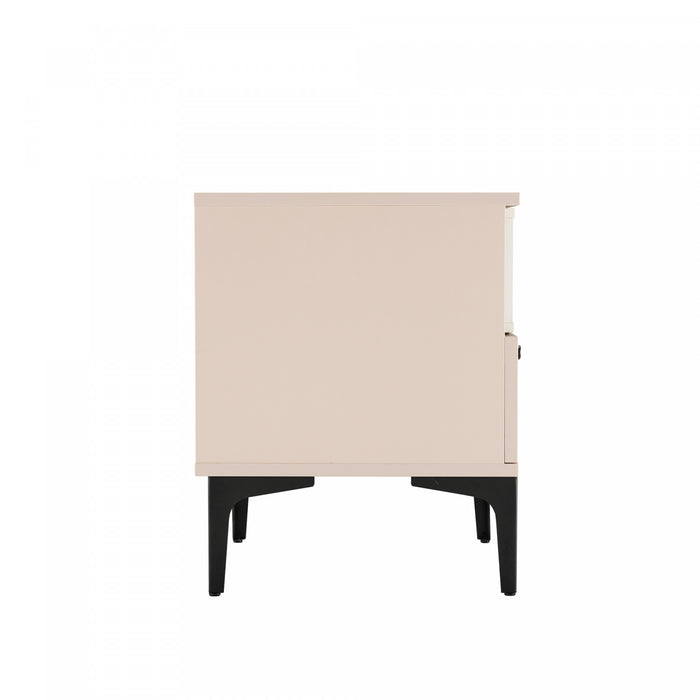 Table de nuit moderne Amara 20\" en rose pale et blanc (1 tiroir) - Lot de 2