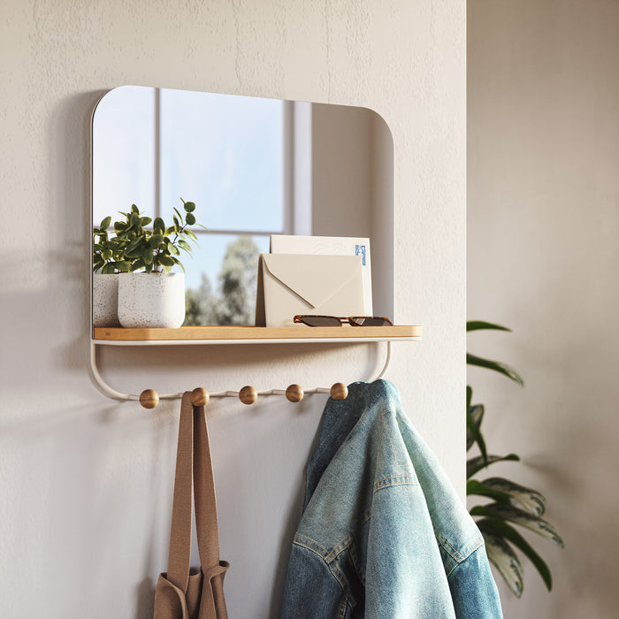 Miroir Estique de Umbra avec crochets - blanc