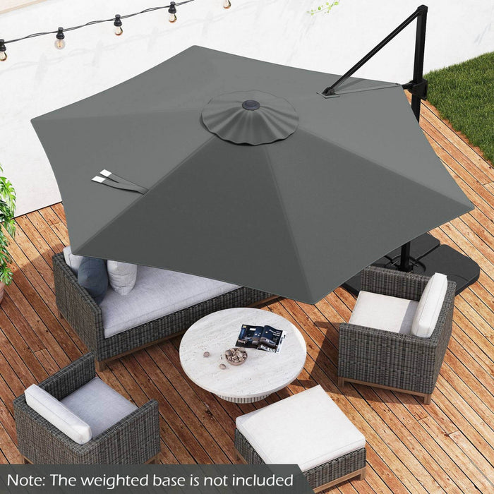 Parasol deporte Costway 9 FT avec voile anti-UV, haut ventile, base croisee, gris