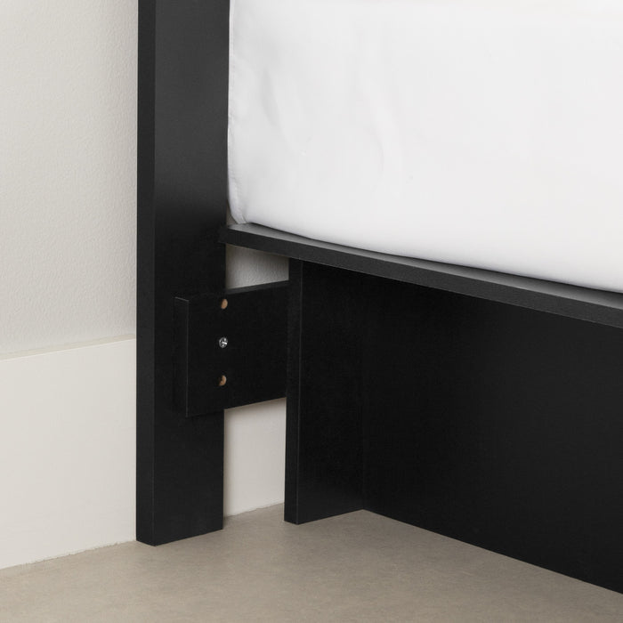 Step One Ensemble Lit Plateforme Et Tete De Lit Noir Solide, De Meubles South Shore