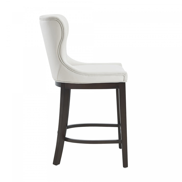 Tabouret de comptoir Blair moderne en bois et tissu blanc - Lot de 3
