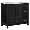 Derek 36 Inch Modern Bathroom Vanity with Ceramic Sink & Multi Storage, Black | Meuble de salle de bain moderne Derek 36 pouces avec lavabo ceramique et rangement multiple, noir
