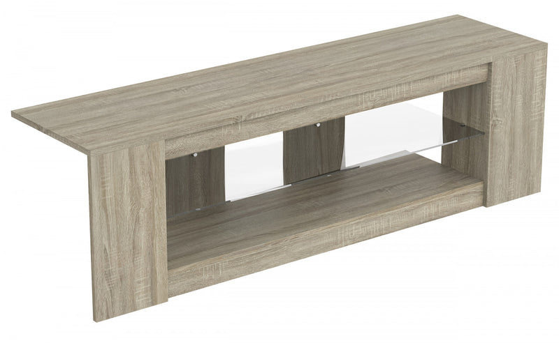 Meuble pour téléviseur de 55 po avec 2 tablettes et verre trempé - taupe foncé