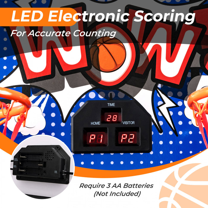 Costway Double Shot Basketball Arcade Game Avec 8 Modes De Jeu Electronic Scoring Bleu