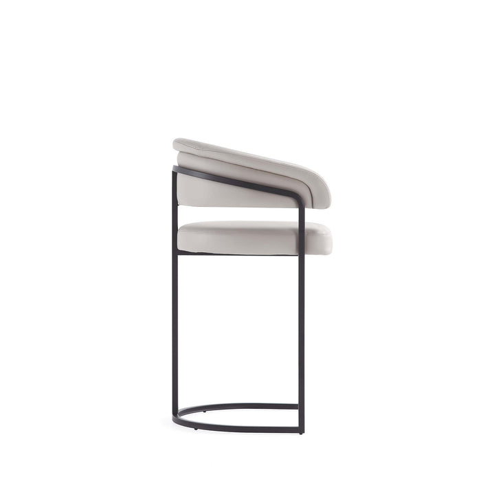 Tabouret de comptoir moderne Augusta en metal et tissu, gris clair