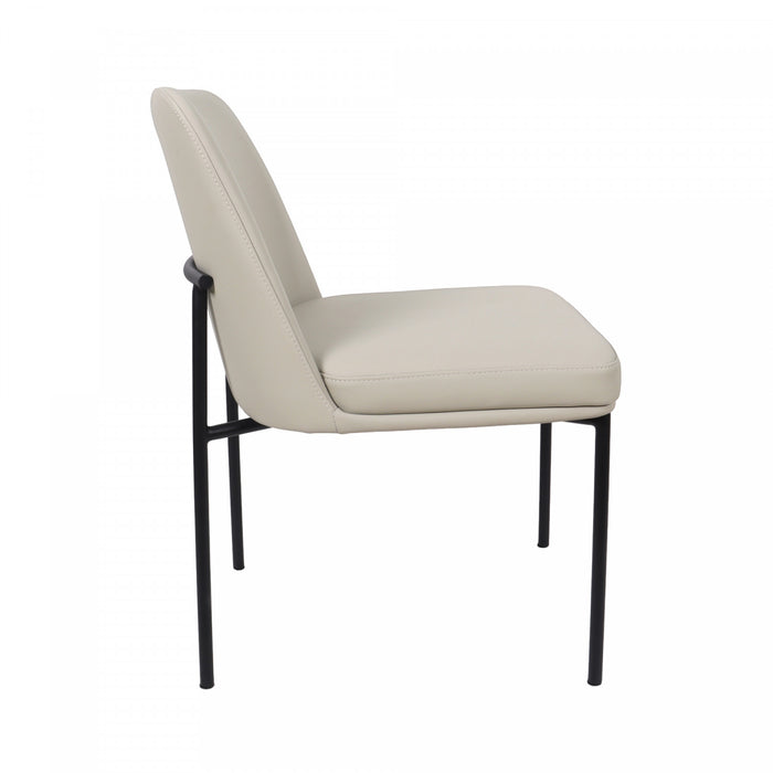 Chaise laterale contemporaine Loft en cuir vegetalien et metal, gris pierre - Lot de 2