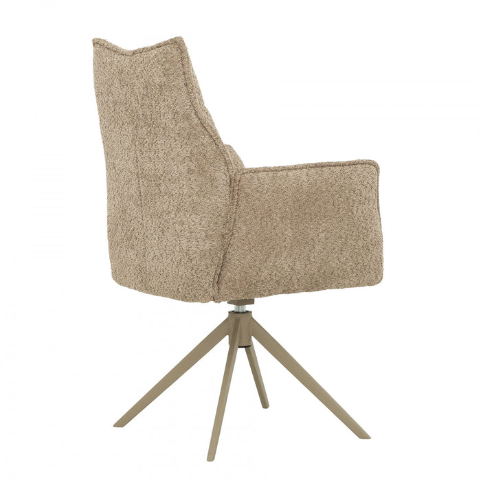 Fauteuil de salle a manger pivotant Elowen rembourre taupe (ens. de 2)