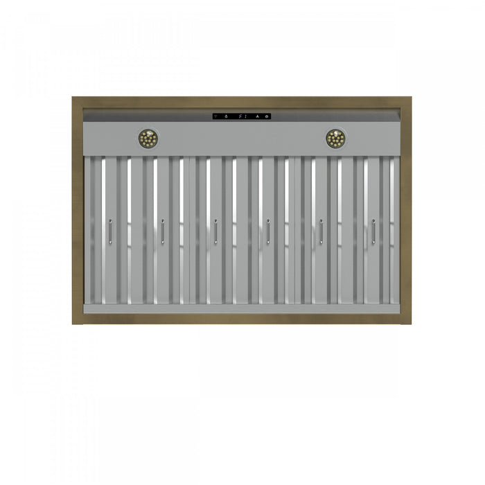 Hotte murale Vittorio de 36 po, noir avec garniture en laiton antique-FRHWM5078-36BLK