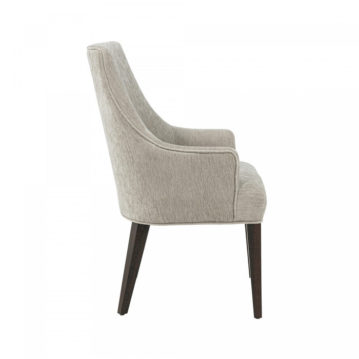 Fauteuil moderne Beever en bois et chenille taupe - Lot de 2