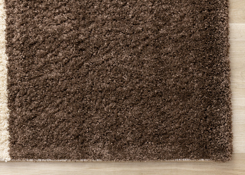 Tapis Fairmont a carreaux brun beige blanc, 6'7'' x 9'6''