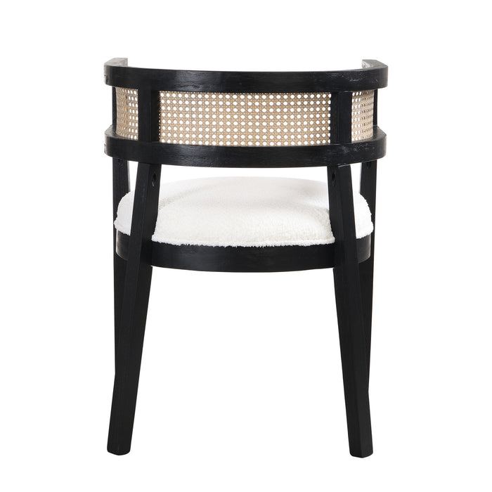 Ensemble De 2 Chaises De Salle À Manger Lance Avec Dossier En Rotin Et Siège En Forme De U - Noir