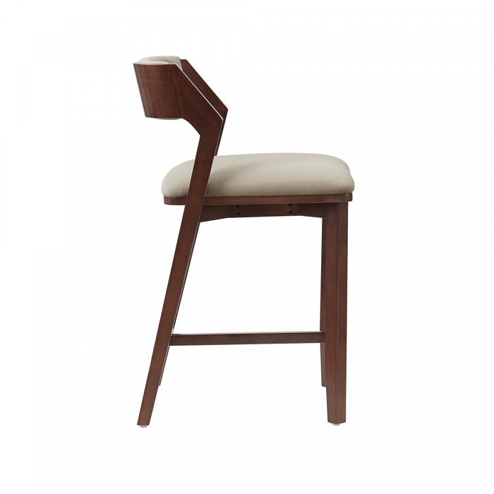 Tabouret de comptoir moderne Patricia en bois avec revetement en lin
