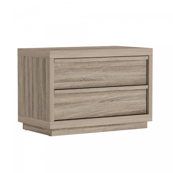 Table de nuit contemporaine Navis 32\" en chene naturel (2 tiroirs)