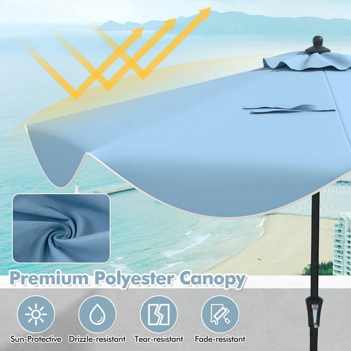 Parasol de patio Costway 9 pieds a deux niveaux de style marche avec manivelle et 8 baleines, marine