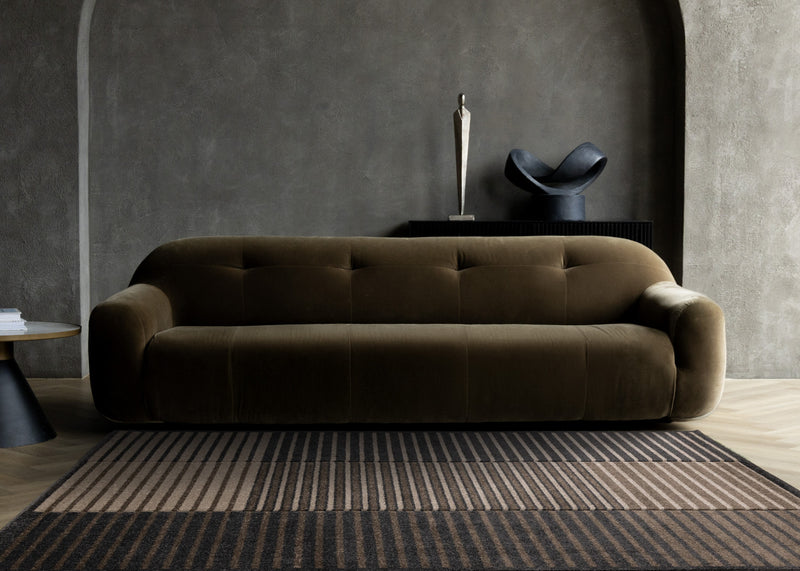 Tapis Maverick beige, brun et noir a rayures, 7'10\" x 10'6\"
