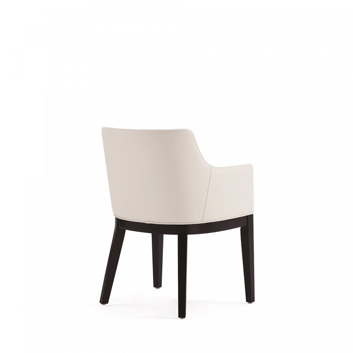 Fauteuil en bois moderne Gansevoort en cuir vegetalien ivoire - Lot de 2