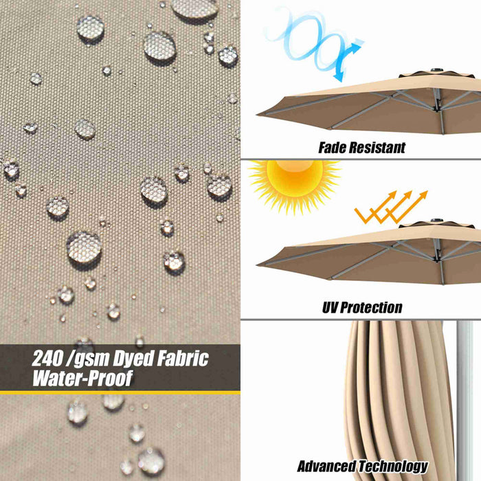 Costway Parasol deporte pour patio de 11 pieds, rotation a 360 degres, inclinaison en aluminium, beige