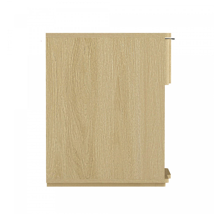 Table de nuit Clive style milieu du siecle 56 cm en chene naturel (1 tiroir)