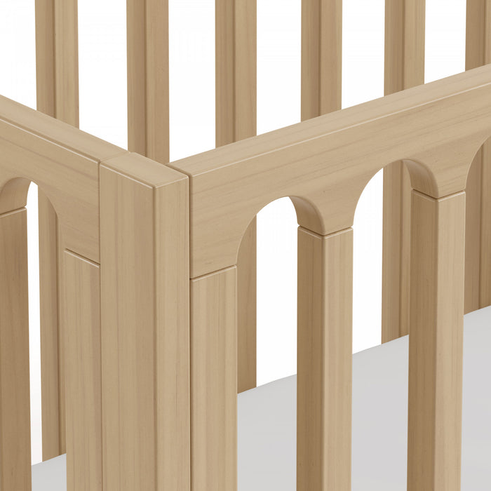 Storkcraft Sicily Lit de bebe convertible 3-en-1 de luxe avec barriere de securite pour tout-petit incluse - Bois clair