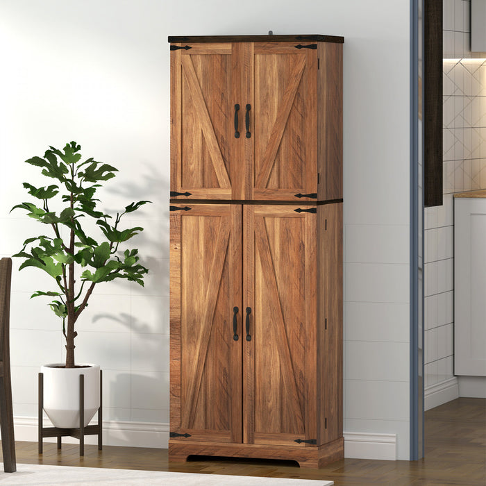 HOMCOM Armoire de cuisine, garde-manger de 64 po avec tablettes reglables