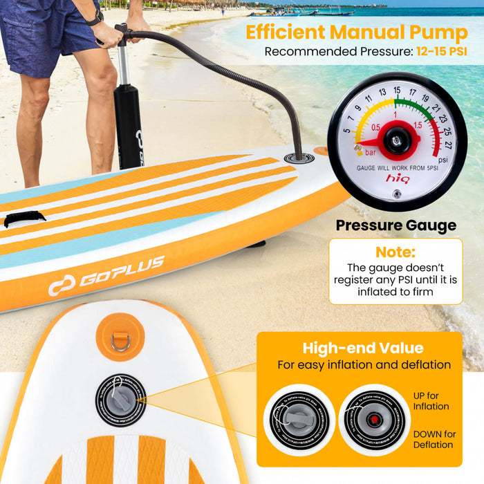 Petit Conseil Gonflable De Sup Goplus, Conseil De Pagaie Portable Avec Des Anneaux 5d Se Tiennent Sur Le Conseil De Pagaie Pour La Jeunesse Et L'adulte Orange